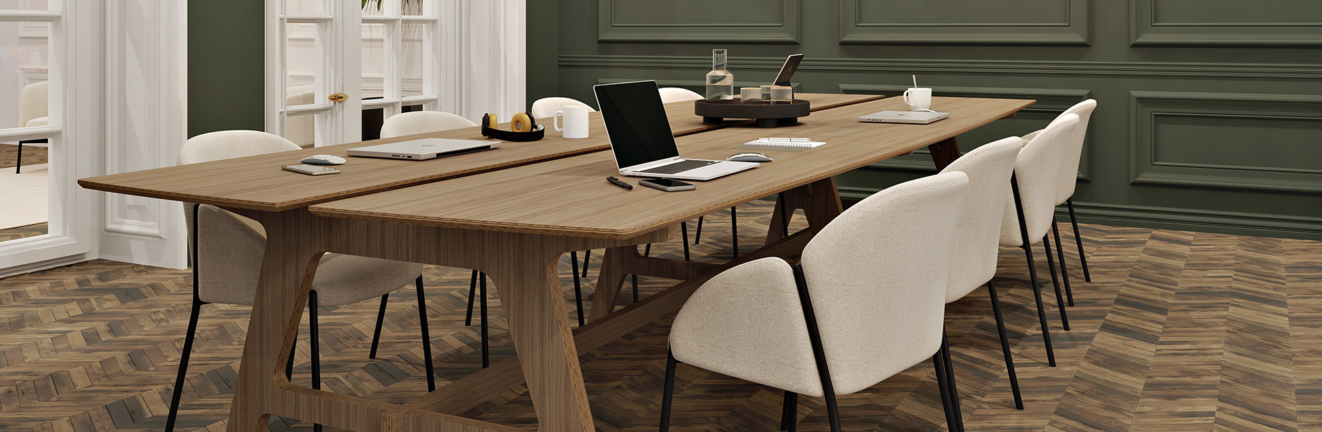 Nouvelle table de réunion 100% configurable, conçue par Quentin pour l'entreprise de mobilier éco-conçue LOUIS