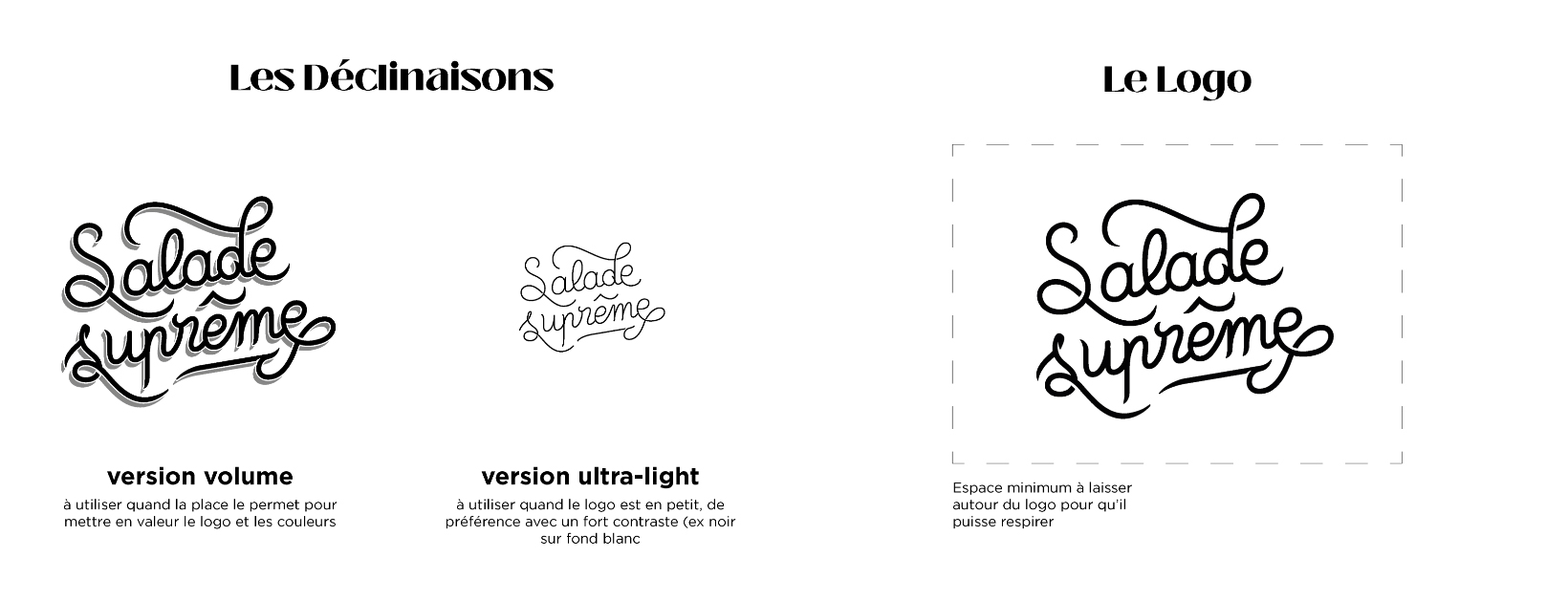 visuel montrant les déclinaisons du logo de salade supreme
