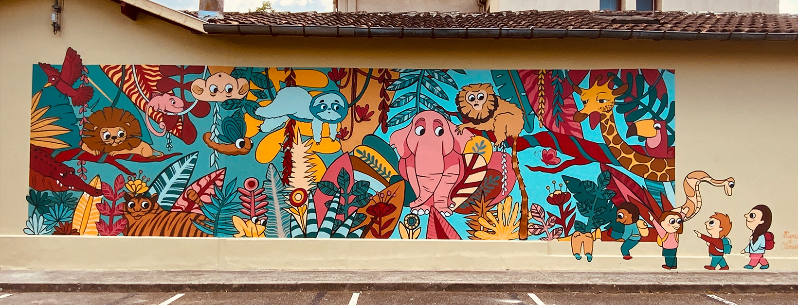 Atelier participatif : réalisation d'une fresque avec les élèves de l'école de Carreyrat