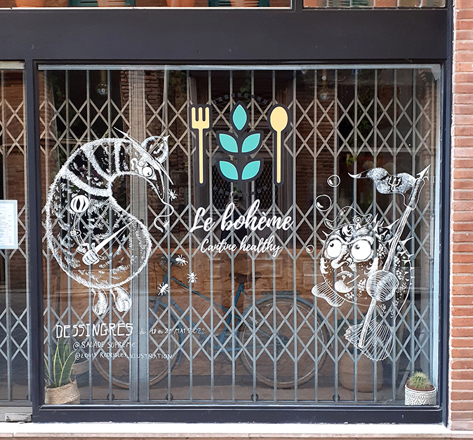 Décoration d'une vitrine pour les festival Dessingres à Montauban