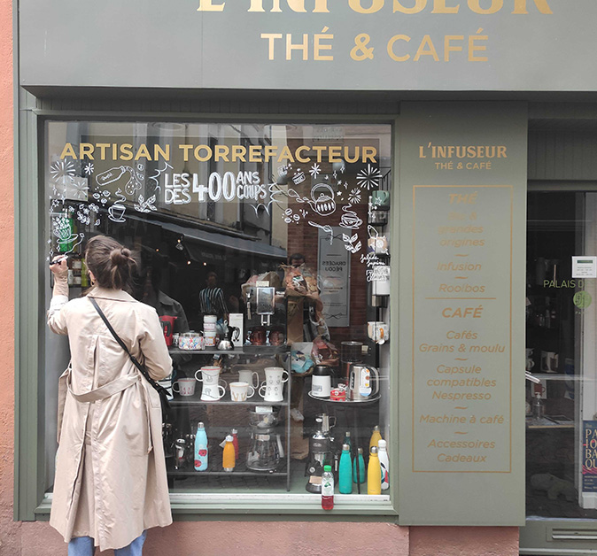 Décoration d'une vitrine pour les 400ans de la fête des 400 coups à Montauban